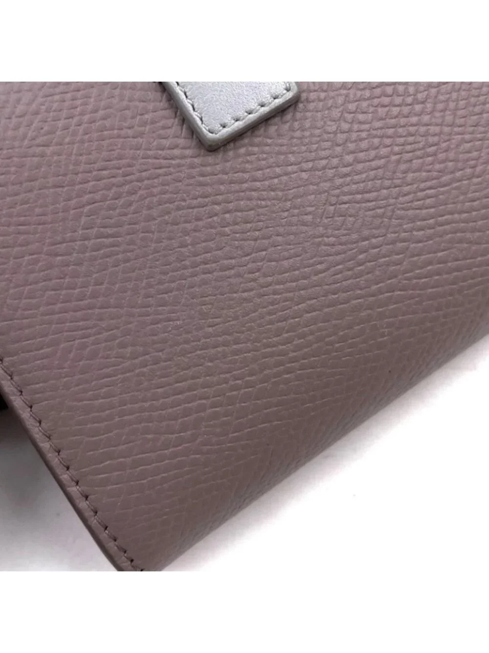 Celine Strap Wallet Leather Gray Bifold Gold